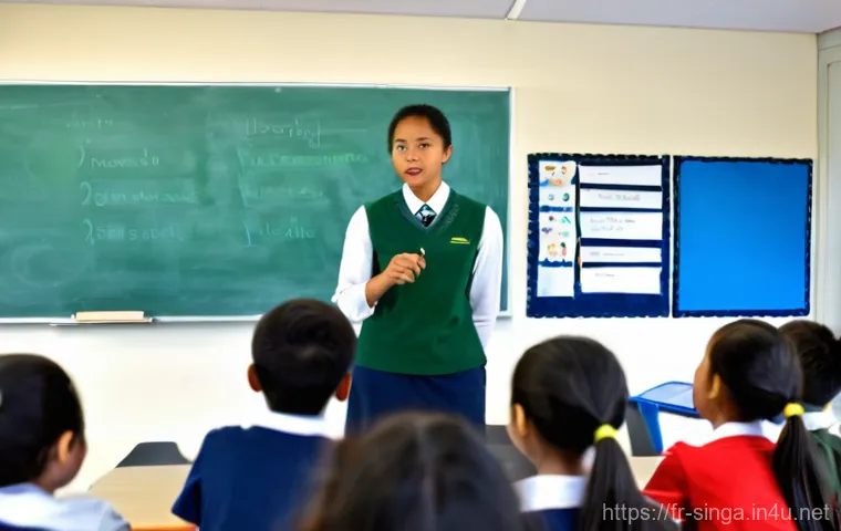 싱가포르 교육 시스템 - **Prompt:** A bright and modern Singaporean elementary school classroom filled with diverse, enthusi...