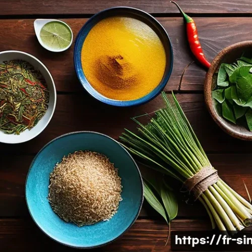 Home 27 싱가포르의 퓨전 음식 트렌드 - **Prompt:** A close-up, vibrant and artistic flat lay shot of various fresh, colorful ingredients ty...